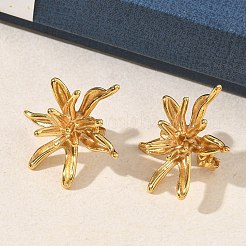 女性用フラワー 304 ステンレス スタッド イヤリング  イオンプレーティング（ip）  ゴールドカラー  31x26mm&nbsp;EJEW-K333-08G