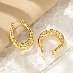 304ステンレススチールフープピアス  葉の模様  ゴールドカラー  33x29.5x6mm&nbsp;EJEW-Q011-15G