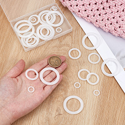 30個 3スタイル PEプラスチック金具  リング  ホワイト  12.5~37.5x2.5~3.8mm  穴：7.5~26.5mm  10個/スタイル&nbsp;FIND-CY0001-68