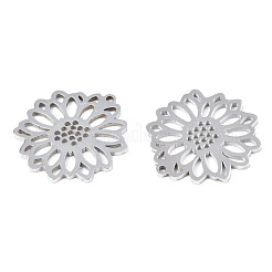 変色しない201ステンレススチールペンダント  花  ステンレス鋼色  26x25x1.5mm  穴：1.2mm&nbsp;STAS-N098-047P