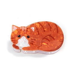 ポリ塩化ビニールのプラスチック爪のヘアー クリップ  猫の形  レッドオレンジ  85x50mm&nbsp;PW-WG95411-01