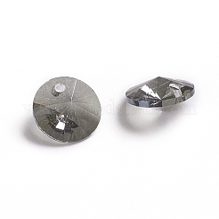 ガラスチャーム  多面カット  コーン  グレー  8x4mm  穴：1~1.2mm&nbsp;X-RGLA-L026-A04