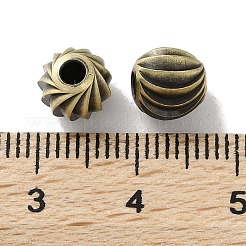 チベットスタイルのブラスビーズ  カドミウムフリー＆鉛フリー  ラウンド  アンティークブロンズ  7.5x7mm  穴：2.2mm&nbsp;KK-M284-10AB