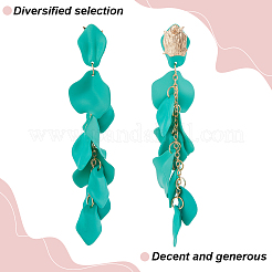 4ペア4色のアクリル花びらダングルスタッドピアス  女性用真鍮クラスターイヤリング  ミックスカラー  120x25mm  1ペア/カラー&nbsp;EJEW-AN0003-78
