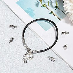 変色しにくい304ステンレススチール製折りたたみ式カシメエンドパーツ子  圧着コードの端を折ります  ステンレス鋼色  10x3mm  穴：1mm&nbsp;STAS-L262-04E-P