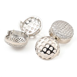 キュービックジルコニアの真鍮フープピアス  フラットラウンド  プラチナ  16x14mm&nbsp;EJEW-D078-01P