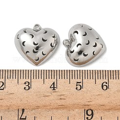 304ステンレスペンダント  月と心  ステンレス鋼色  17x18x6mm  穴：1.6mm&nbsp;STAS-D127-03P