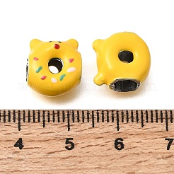 合金エナメルヨーロピアンビーズ  大穴ビーズ  ドーナツ  プラチナ  クマ  12x11x7mm  穴：4.5mm&nbsp;MPDL-F020-11B-P03