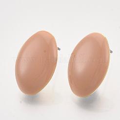 合金製スタッドピアスパーツ  カン付き  エナメルとスチールピン  オーバル  ライトゴールド  バリーウッド  18x11mm  穴：3mmピン：0.7mm&nbsp;PALLOY-S121-04C