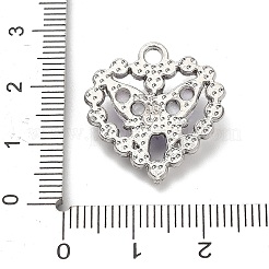プラチナ合金ガラスペンダント  樹脂と  蝶とハート  パープル  22x21x4.5mm  穴：2.3mm&nbsp;FIND-Z068-04P-02