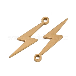 304ステンレスペンダント  雷のチャーム  イオンプレーティング（ip）  18KGP本金メッキ  20x5x1mm  穴：1.4mm&nbsp;STAS-L297-07G