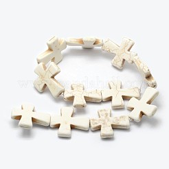 合成マグネサイトビーズ連売り  クロス  37x30.5x7mm  穴：1mm&nbsp;X-G-P228-47-B