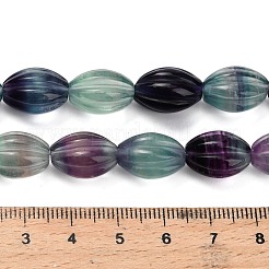 天然蛍石の彫刻ビーズ連売り  溝付き楕円形  14~15x10~10.5mm  穴：1mm  約28個/連  16.02''（40.7センチメートル）&nbsp;G-L634-J04-C01