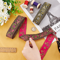 14m 2色 エスニック風 刺繍 ポリエステルリボン  ジャカードリボン  服飾材料  花柄  ミックスカラー  34mm  7m /カラー&nbsp;SRIB-GA0001-03