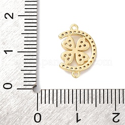 真鍮マイクロパヴェクリアキュービックジルコニアリンクコネクタチャーム  ゴールドカラー  クローバー  10x15x2mm  穴：0.7mm&nbsp;KK-K406-01C-G