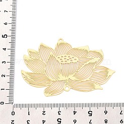 鉄コネクタチャーム  蓮の花のリンク  エッチングされた金属装飾  ゴールドカラー  42x63x0.3mm  穴：1.8mmと2.2mm&nbsp;IFIN-N013-02G