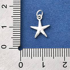 925スターリングシルバーチャーム  リングとスタンプ925個付き  シルバーカラー  スター  13.5x9x1.5mm  穴：2.5mm&nbsp;STER-Q003-01C-S