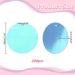 PVCスパンコール/スパンコールペンダント200個  フラットラウンドのチャーム  ターコイズ  29x0.3mm  穴：1.4mm&nbsp;FIND-HY0005-22C