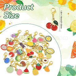 30 個 30 スタイル合金エナメルフルーツペンダント装飾  カニカン付き  ゴールドカラー  ミックスカラー  27~30mm  1個/スタイル&nbsp;HJEW-CJ00095