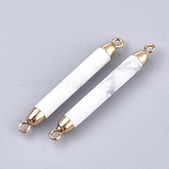 電気メッキナチュラルハウライトリンクコネクター  鉄パーツ  コラム  ゴールドカラー  44~45x5mm  穴：1.8mm&nbsp;G-S344-73J