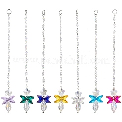 ガラスの天使の吊り下げサンキャッチャー  屋外の庭の装飾用  ミックスカラー  213mm&nbsp;HJEW-JM02853