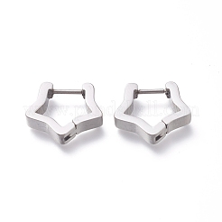 変色しにくい304ステンレススチール製フープピアス  スター  ステンレス鋼色  15x15x3mm  ピン：1mm  12のペア/カード&nbsp;EJEW-O099-08P