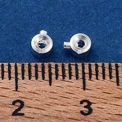 真鍮製つぶし玉カシメ玉  コラム  925銀メッキ  4x3x2mm  穴：0.9mm&nbsp;KK-G479-06S