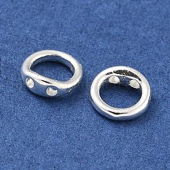 真鍮リングチャームコネクター  ブレスレットネックレスエンドループワイヤープロテクター  925銀メッキ  5x2mm  穴：0.8mm&nbsp;KK-P284-06S