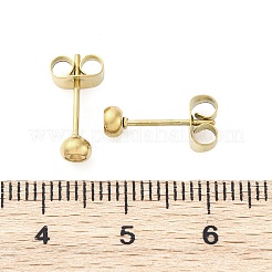 304ステンレススチールスタッドピアス金具  ピアスキャッチとカン付き  ゴールドカラー  4x14mm  穴：2.5mm  ピン：0.8mm&nbsp;STAS-V003-09G-01