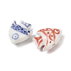 ハンドメイドの磁器セラミックビーズ  手描き  ファミーユは磁器バラ  魚  16.5x20x8mm  穴：2mm&nbsp;PORC-Z003-04B