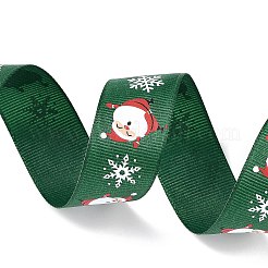 20 ヤードのクリスマス サンタ クロース プリント ポリエステル グログラン リボン  フラット  グリーン  1インチ（25mm）  約20.00ヤード（18.29m）/ロール&nbsp;OCOR-K005-01B
