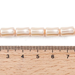 電気メッキ不透明ガラス模造真珠ビーズ連売り  竹の共同  桃パフ  10x6mm  穴：1mm  約39個/連  15.55''（39.5センチメートル）&nbsp;EGLA-H113-07B