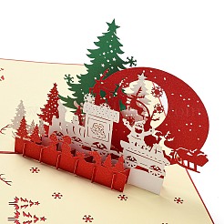 3D ポップアップ紙グリーティング カード  封筒付き  クリスマスの日の招待状  クリスマスツリー  300x200x115mm&nbsp;AJEW-P124-A05
