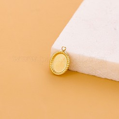 楕円形のチャーム 304ステンレススチールペンダント  イオンプレーティング（ip）  14KGP本金メッキ  12x8mm&nbsp;STAS-OY004-42G