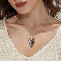 ハートの天然&合成宝石ペンダントネックレス  女性用304ステンレススチールボールチェーンネックレス  17.72インチ（45cm）&nbsp;NJEW-TA00066