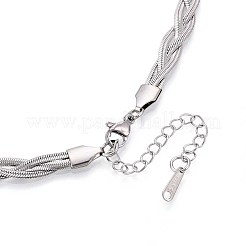 6.5mm 304ステンレススチール編みヘリンボーンチェーンネックレス  変色しない  ステンレス鋼色  15.94インチ（40.5cm）&nbsp;NJEW-N058-17P