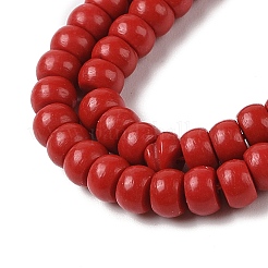 染色された合成サンゴビーズ連売り  ロンデル  ファイヤーブリック  6x4mm  穴：0.8mm  約103個/連  15.75''（40センチメートル）&nbsp;CORA-P010-05B