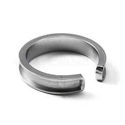 304ステンレススチールの溝付きカフリングセッティング  リングコアブランク  ステンレス鋼色  4.5mm  内径：18mm&nbsp;RJEW-WH0009-01D