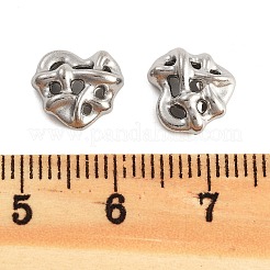 変色しない304ステンレススチールカボション  中空の心  ステンレス鋼色  12x13x4mm&nbsp;STAS-L082-008P