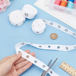6ヤード 3種類のコットンヘリンボーンリボンセット  真鍮アイレットツイルテープ  衣料品用  ホワイト  19~25x1~2mm  穴：4~8mm  約2ヤード/スタイル&nbsp;DIY-BC0012-22A
