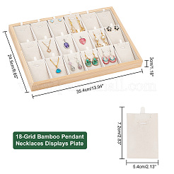 18 グリッド バンブー ペンダント ネックレス ディスプレイ プレート  ベルベットと  小麦  35.4x24.5x3cm  内径：7.2x5.4cm&nbsp;NDIS-WH0006-07