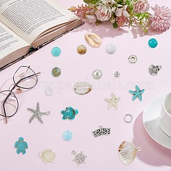 海をテーマにしたDIYファインディングキット  ポリマー粘土ビーズを含む  アクリルビーズ＆ペンダント  合成ターコイズビーズ  真鍮ビーズ  プラスチックビーズ  合金ペンダント & チューブベイル  ブラスジャンプ  アンティークシルバー＆プラチナ  6x1mm  穴：2mm&nbsp;DIY-BM0001-11