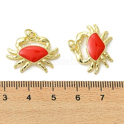 真鍮製エナメルペンダント  カニチャーム  カドミウムフリー＆鉛フリー  ラックめっき  長持ちメッキ  丸カン付き  レッド  18.5x23x3.5mm  穴：3mm&nbsp;KK-C143-54B-G
