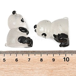 パンダの蓄光樹脂製置物オーナメント  マイクロランドスケープアクセサリー  小道具の装飾のふりをする  暗闇で光る  ブラック  15~34.5x19~20x14~31.5mm&nbsp;DJEW-A018-03