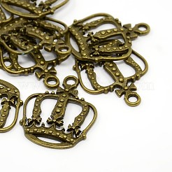アンティークブロンズ王冠ペンダントチベットスタイルのペンダント  鉛フリー及びカドミウムフリー  34x28x4mm  穴：3.1mm&nbsp;X-K092U071