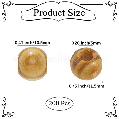 パインウッドビーズ  ラウンド  ペルー  11.5x10.5mm  穴：5mm  200個/セット&nbsp;WOOD-PA0001-03B
