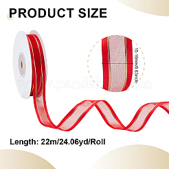1ロールポリエステルリボン  布ドレス縫製アクセサリー  レッド  5/8インチ（16mm）  約24.06ヤード（22m）/セット&nbsp;OCOR-ME0001-37B