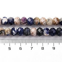 天然石ソーダライトビーズ連売り  多面カット  ロンデル  8x6mm  穴：1mm  約63~64個/連  14.96''~15.35''（38~39mm）&nbsp;G-K380-A09-01