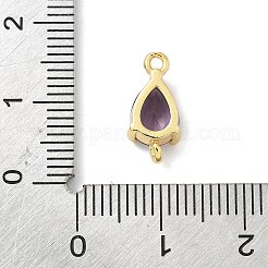 真鍮舗装キュービックジルコニアコネクタチャーム  ティアドロップリンク  18KGP本金メッキ  長持ちメッキ  カドミウムフリー＆鉛フリー  ラックめっき  パープル  14x6.5x4.5mm  穴：1.2mm&nbsp;KK-Z120-31G-05