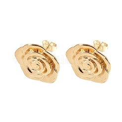 女性用304ステンレススチールスタッドピアス  花  イオンプレーティング（ip）  ゴールドカラー  20x20mm&nbsp;SA-CBAF6AD-18G-A
